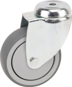 Koło skrętne gumowe Ø 75x25 mm pojedynczy otwór montażowy, nośność 75 kg Tente