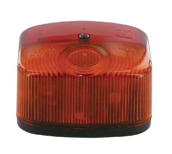 Lampa zespolona tylna, lewa kwadratowa 12V pomarańczowa/czerwona przykręcana z płaską wtyczką Geka
