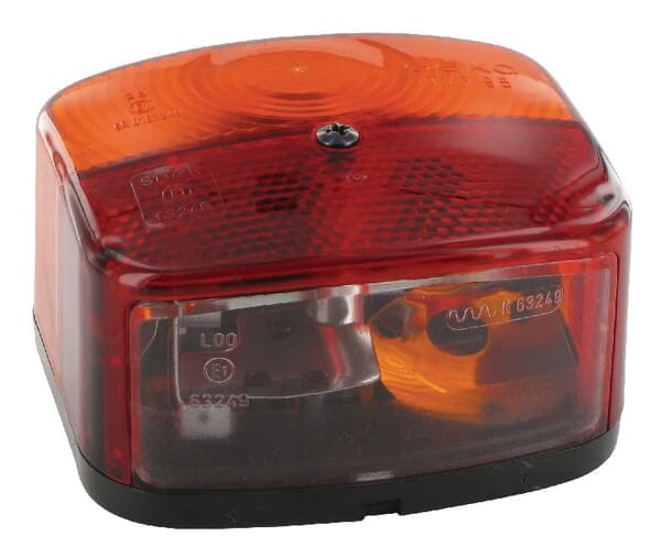 Lampa zespolona tylna, prawa kwadratowa 12V pomarańczowa/czerwona przykręcana z wtyczką płaską Geka