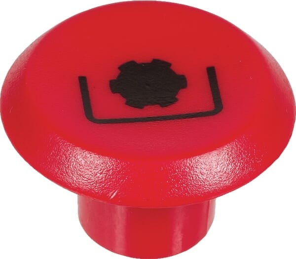 Symbol przełącznika, wału WOM, okrągły, czerwony