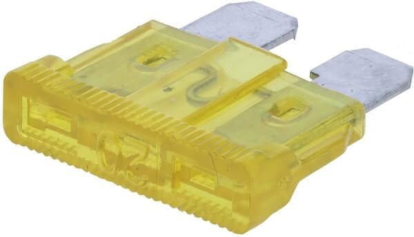 Bezpiecznik płaski, 24V 20A L=18.5 mm żółty