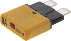 Bezpiecznik termiczny, manualny reset 28V 8A L=34.4 mm pomarańczowy E.T.A