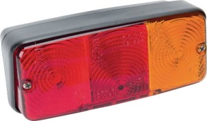 Lampa zespolona tylna, prawa prostokątna czerwona/pomarańczowa przykręcana z wtyczką AMP Cobo