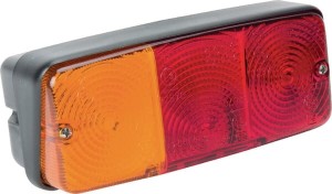 Lampa zespolona tylna, lewa prostokątna czerwona/pomarańczowa przykręcana z wtyczką AMP Cobo