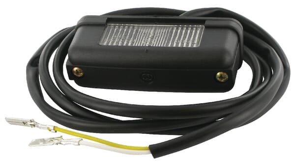 Lampa oświetlania tablicy rejestracyjnej, prostokątna czarna przykręcana z wtyczką 2-pin Cobo