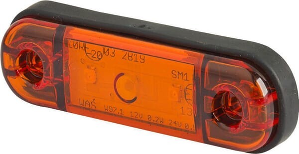 Lampa obrysowa LED, prostokątna, 12/24V pomarańczowa, przykręcana 3 LED Waś
