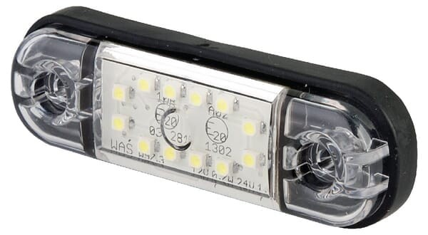 Lampa obrysowa LED, prostokątna, 12/24V biała, przykręcana 12 LED Waś
