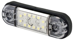 Lampa obrysowa LED, prostokątna, 12/24V biała, przykręcana 12 LED Waś