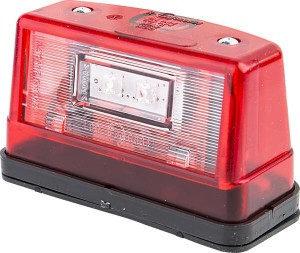 Lampa oświetlenia tablicy rejestracyjnej LED, prostokątna, czerwona 12/24V przykręcana Waś