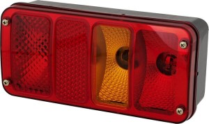 Lampa tylna zespolona, lewa, prostokątna, 12/24V pomarańczowa/czerwona, przykręcana Waś