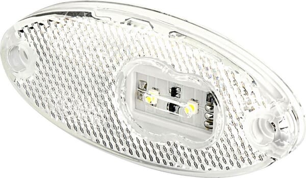 Lampa obrysowa LED, owalna, 12/24V biała, przykręcana Waś