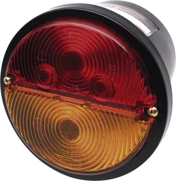 Lampa tylna zespolona, lewa, okrągła, Ø 132 mm pomarańczowa/czerwona, przykręcana Waś