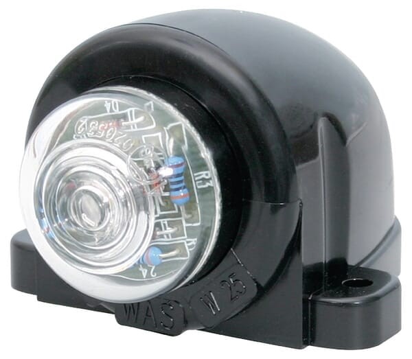 Lampa obrysowa LED, okrągła, 12/24V biała, przykręcana Waś