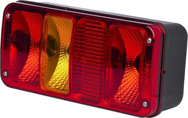 Lampa tylna zespolona, prostokątna, 12/24V pomarańczowa/czerwona, przykręcana Waś