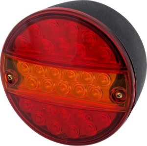 Lampa tylna zespolona LED, okrągła, Ø 142 mm 12/24V pomarańczowa/czerwona, przykręcana Waś