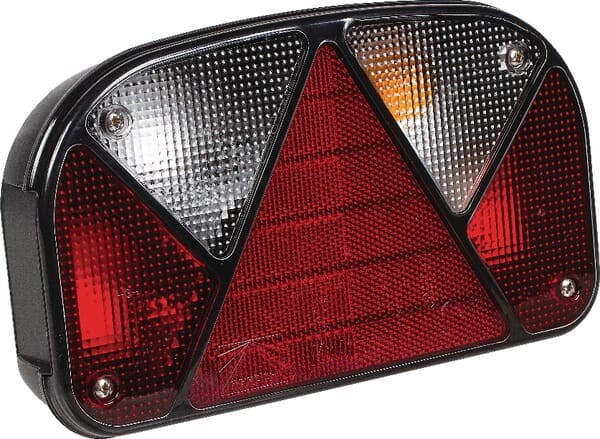 Lampa zespolona tylna, prawa prostokątna 12V czerwona/przezroczysta przykręcana 240x52 mm Multipoint II Aspöck