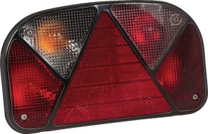 Lampa zespolona tylna, lewa prostokątna 12V czerwona/przezroczysta przykręcana 240x52 mm Multipoint II Aspöck