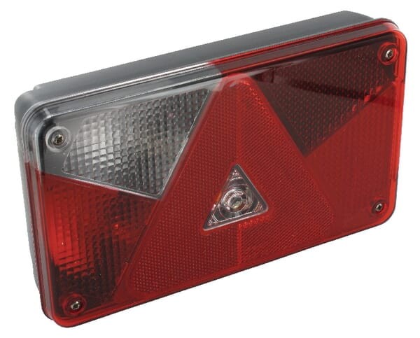 Lampa zespolona tylna, lewa prostokątna 12V czerwona/przezroczysta przykręcana z wtyczką 5-pin  Multipoint V Aspöck