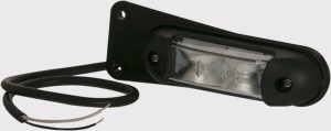 Lampa obrysowa LED, 0.8/1.7W prostokątna, 12/24V czerwona/biała z uchwytem 4 LED Kramp
