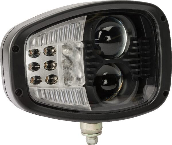 Lampa przednia LED, zespolona prawa, 22/32W, prostokątna, 12/24V z wtyczką Deutz 6-pin klosz podgrzewany, światło drogowe/mijania Kramp