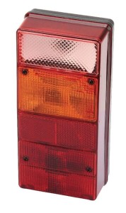 Lampa tylna zespolona, lewa, prostokątna, czerwona/przezroczysta/pomarańczowa, przykręcana Ajba