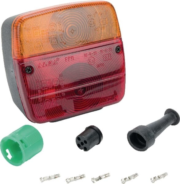 Lampa zespolona tylna, lewa kwadratowa 12V czerwona/pomarańczowa przykręcana 108x103x103 mm Bayonet Ajba