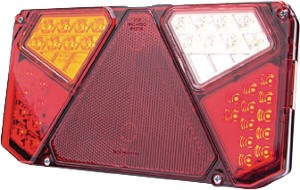 Lampa tylna zespolona LED, lewa, prostokątna, 12/24V 7-pinowa Kramp