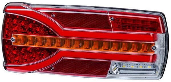 Lampa tylna zespolona LED, lewa prostokątna, 12/24V biała/pomarańczowa/ czerwona 304x132x48 mm Kramp