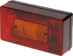 Lampa zespolona tylna, lewa prostokątna 12V czerwona/pomarańczowa przykręcana 190x52x100 mm Ajba