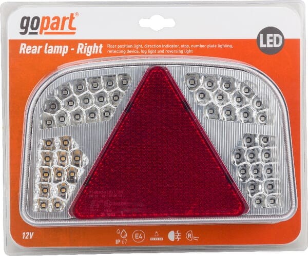 Lampa tylna przyczepy LED, prostokątna, 12V, prawa, 244x149x48 mm, Bayonet 7-pin, gopart