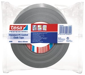 Taśma tkaninowa, standardowa, powlekana PE, szara, 50 m x 50 mm, TesaBAND®