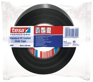 Taśma tkaninowa, standardowa, powlekana PE, czarna, 50 m x 50 mm, TesaBAND®