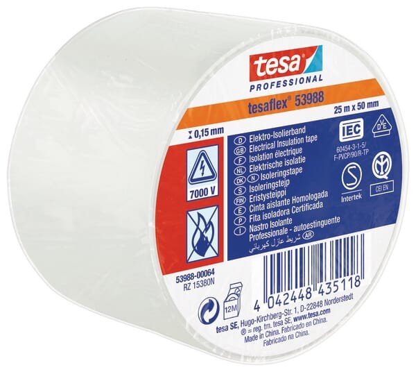 Taśma izolacyjna z miękkiego PCW, biała, 25 m x 50 mm TesaFLEX®