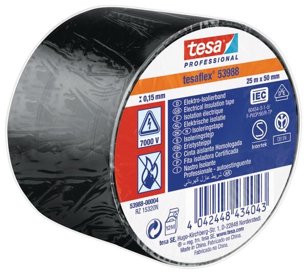 Taśma izolacyjna z miękkiego PCW, czarna, 25 m x 50 mm TesaFLEX®