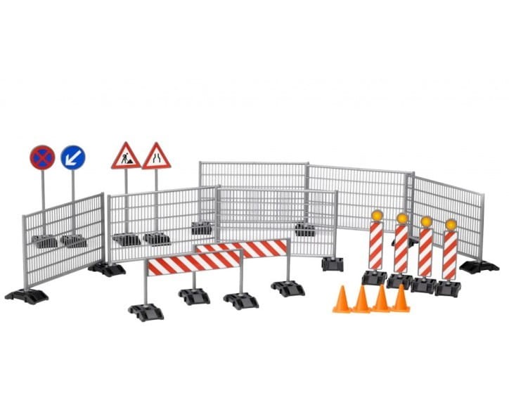 Zestaw akcesoriów budowlanych: ogrodzenia, znaki i słupy BR-62007