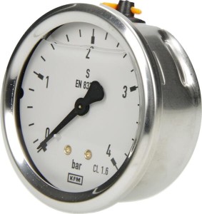 Manometr glicerynowy, ø63 mm, 4 bar, przyłącze tylne 1/4" B711W063004T