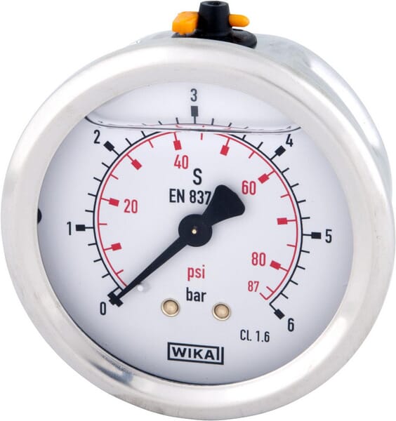 Manometr glicerynowy, ø63 mm, 6 bar, przyłącze tylne 1/4" B711W063006T
