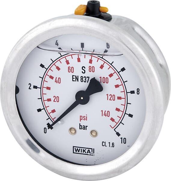 Manometr glicerynowy, ø63 mm, 10 bar, przyłącze tylne 1/4" B711W063010T