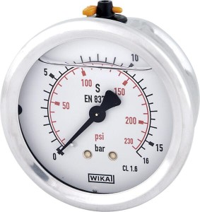 Manometr glicerynowy, ø63 mm, 16 bar, przyłącze tylne 1/4" B711W063016T