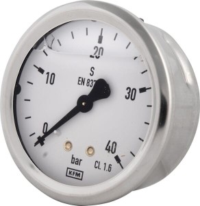 Manometr glicerynowy, ø63 mm, 40 bar, przyłącze tylne 1/4" B711W063040T
