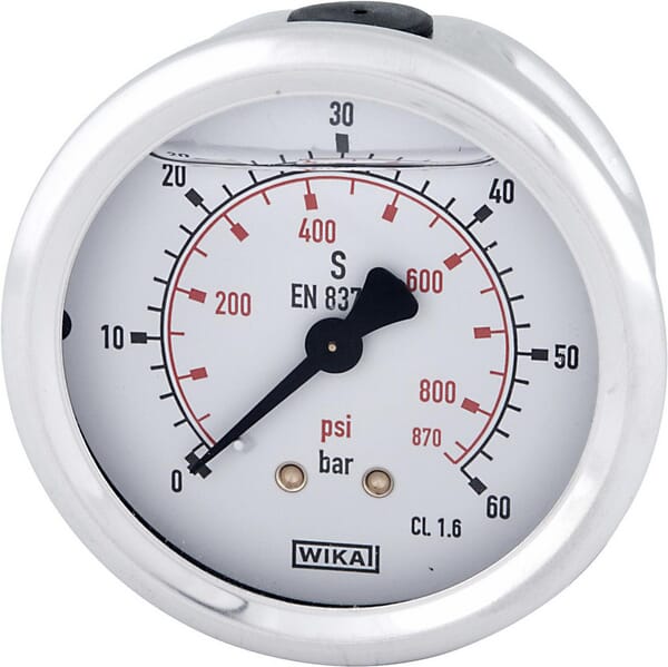 Manometr glicerynowy, ø63 mm, 60 bar, przyłącze tylne 1/4" B711W063060T