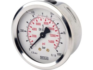 Manometr glicerynowy, ø63 mm, 1000 bar, przyłącze tylne 1/4" B711W0631000T