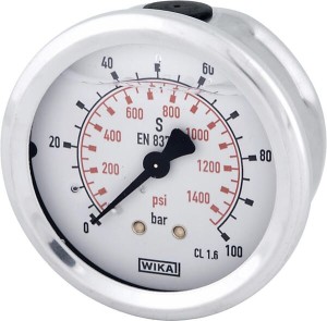 Manometr glicerynowy, ø63 mm, 100 bar, przyłącze tylne 1/4" B711W063100T