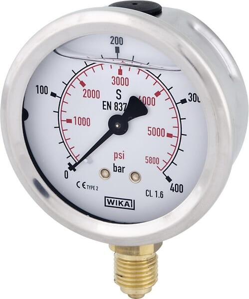 Manometr glicerynowy, Ø 63 mm 400 bar, przyłącze dolne 1/4" B711W063400D