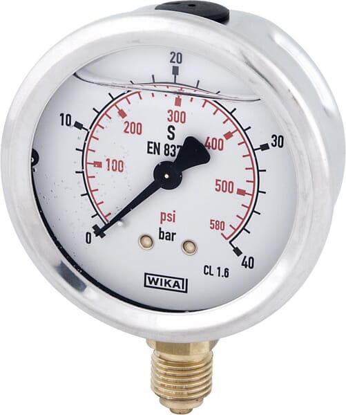 Manometr glicerynowy, Ø 100 mm 40 bar, przyłącze dolne 1/2" B711W100040D