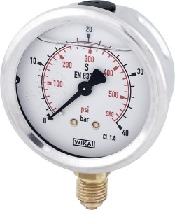 Manometr glicerynowy, Ø 100 mm 40 bar, przyłącze dolne 1/2" B711W100040D