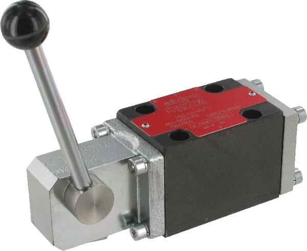 Zawór sterowany ręcznie Cetop 03 - NG6 4/3 C6, blokujący Kramp KREV03C6LOA