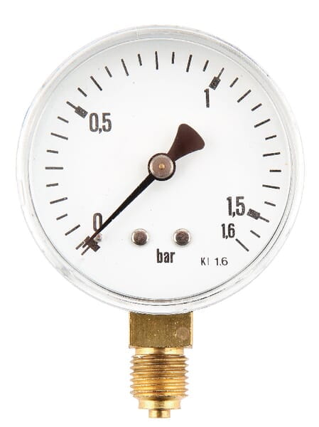 Manometr ø63 mm, 0-1.6 bar przyłącze dolne 1/4" MA63016L04ST