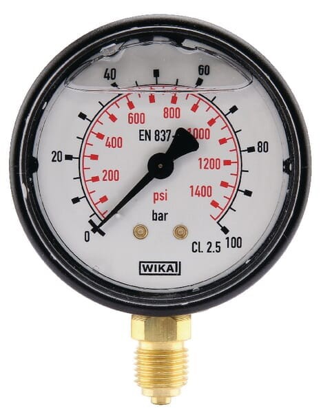 Manometr glicerynowy, Ø 63 mm 0-100 bar, przyłącze dolne 1/4" MA63100L04PLGF