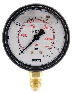 Manometr glicerynowy, Ø 63 mm 0-160 bar, przyłącze dolne 1/4" MA63160L04PLGF